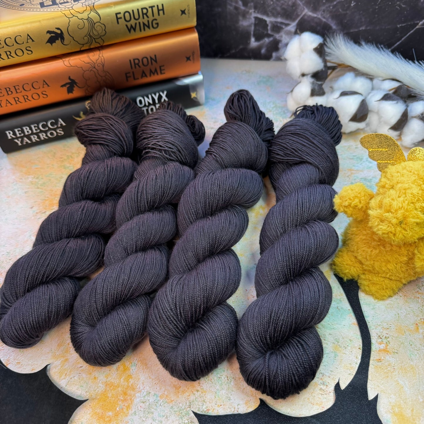 Black Morningstartail Cosy DK - Fourth Wing - Hand Dyed Yarn - NEW