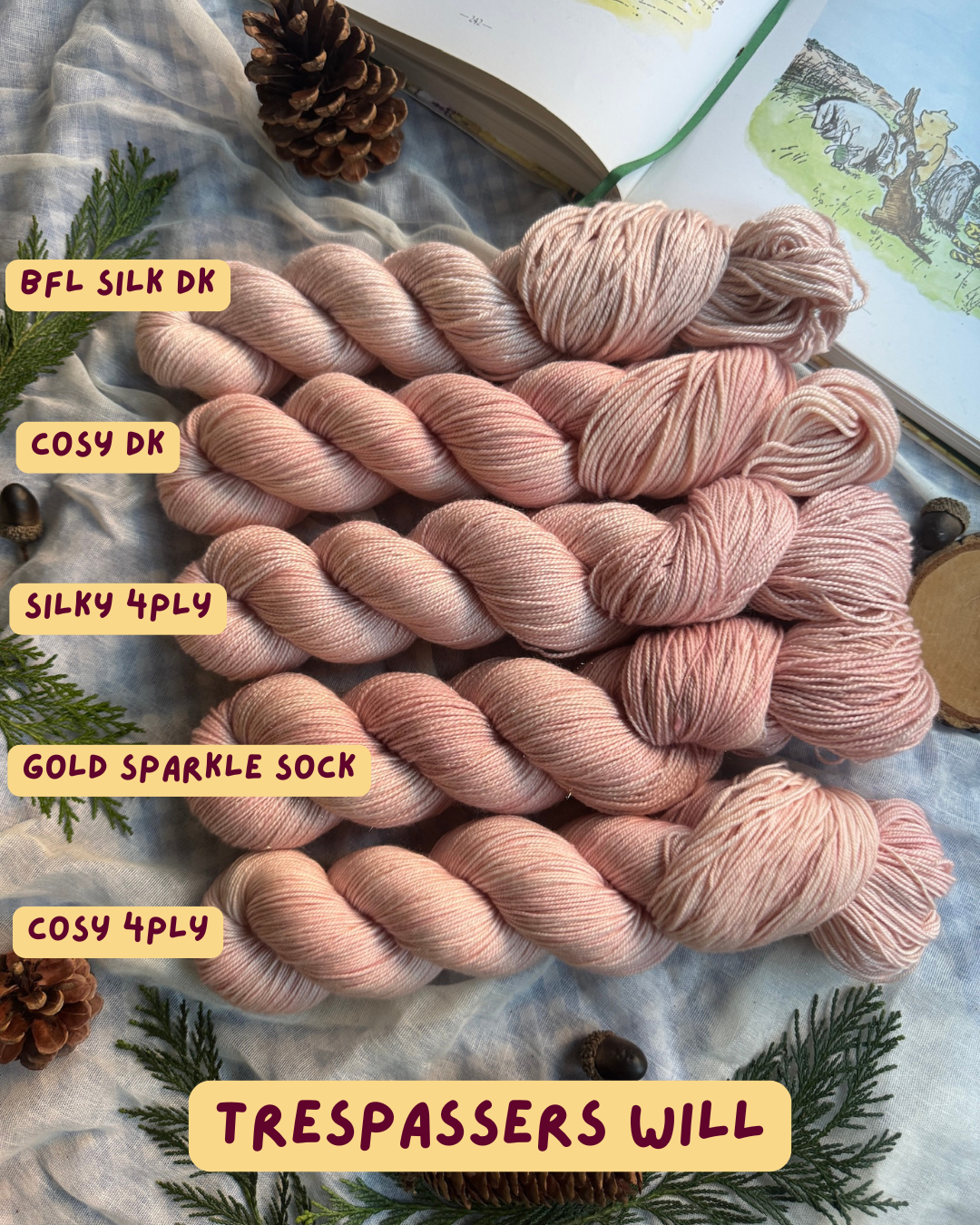Trespassers Will - Alpaca Fluff DK - Winnie the Pooh - Hand dyed yarn - ready to ship - NEW