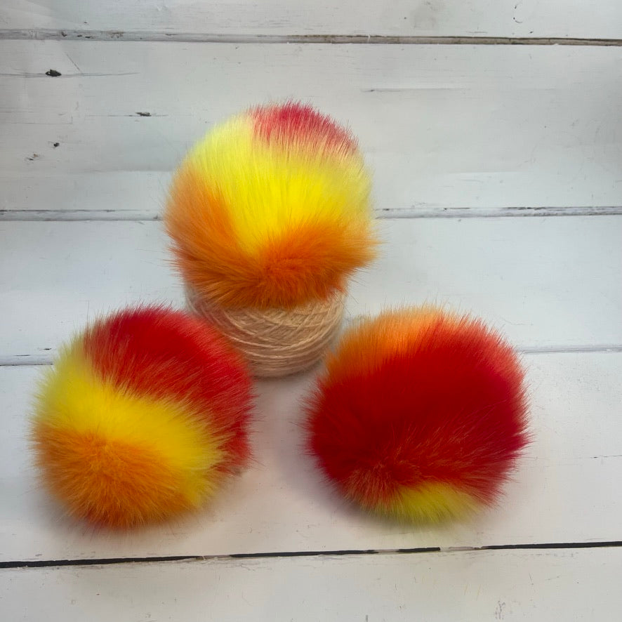 Fire handmade faux fur pom pom