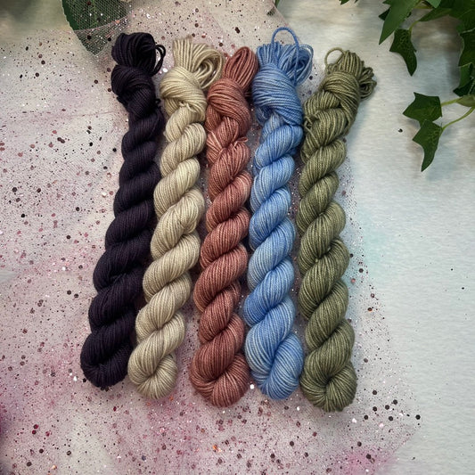 Once Upon a Dream Tonals - DYED TO ORDER - Cosy 4 Ply Mini Skein set Hand Dyed Yarn - 5x 20g skeins - NEW