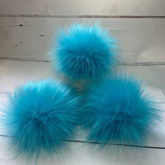 Azure handmade faux fur pom pom. Detachable option - NEW