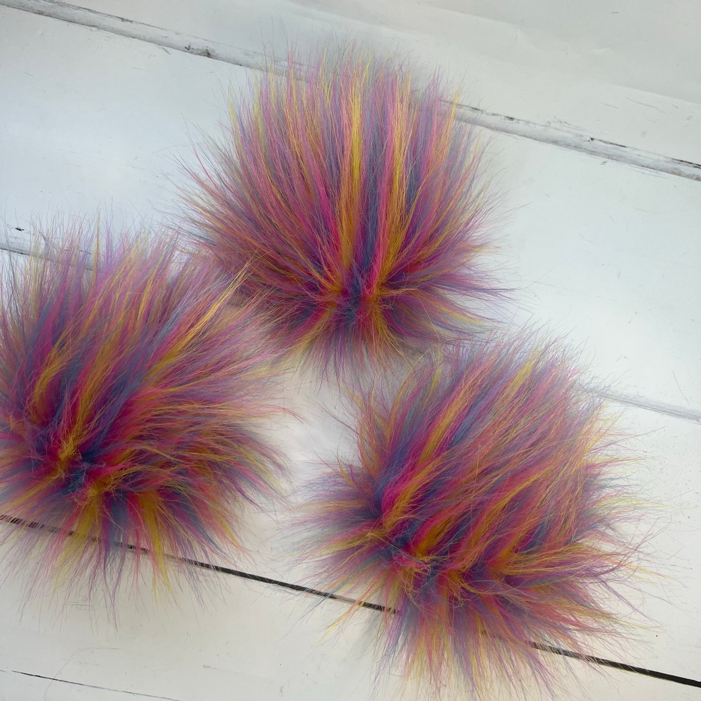 Candy Stripe handmade faux fur pom pom