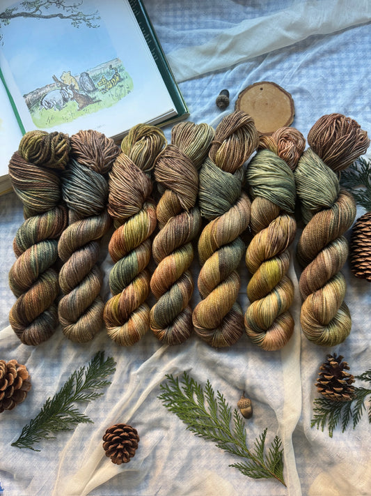 Fir Cones - Cosy 4 Ply - Winnie the Pooh - hand dyed yarn - Ready to ship - NEW