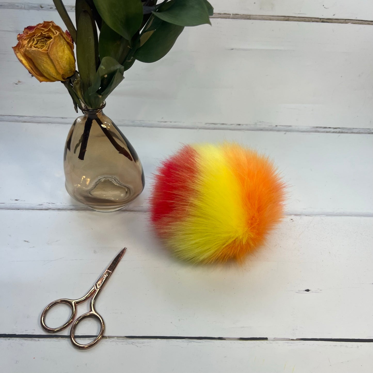 Fire handmade faux fur pom pom