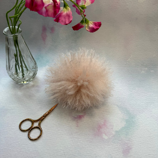 Blush Pink faux alpaca handmade faux fur pom pom