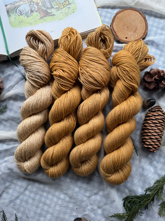 A Little S'mackeral of Something - Gold Sparkle Sock - Winnie the Pooh - hand dyed yarn - ready to ship - NEW