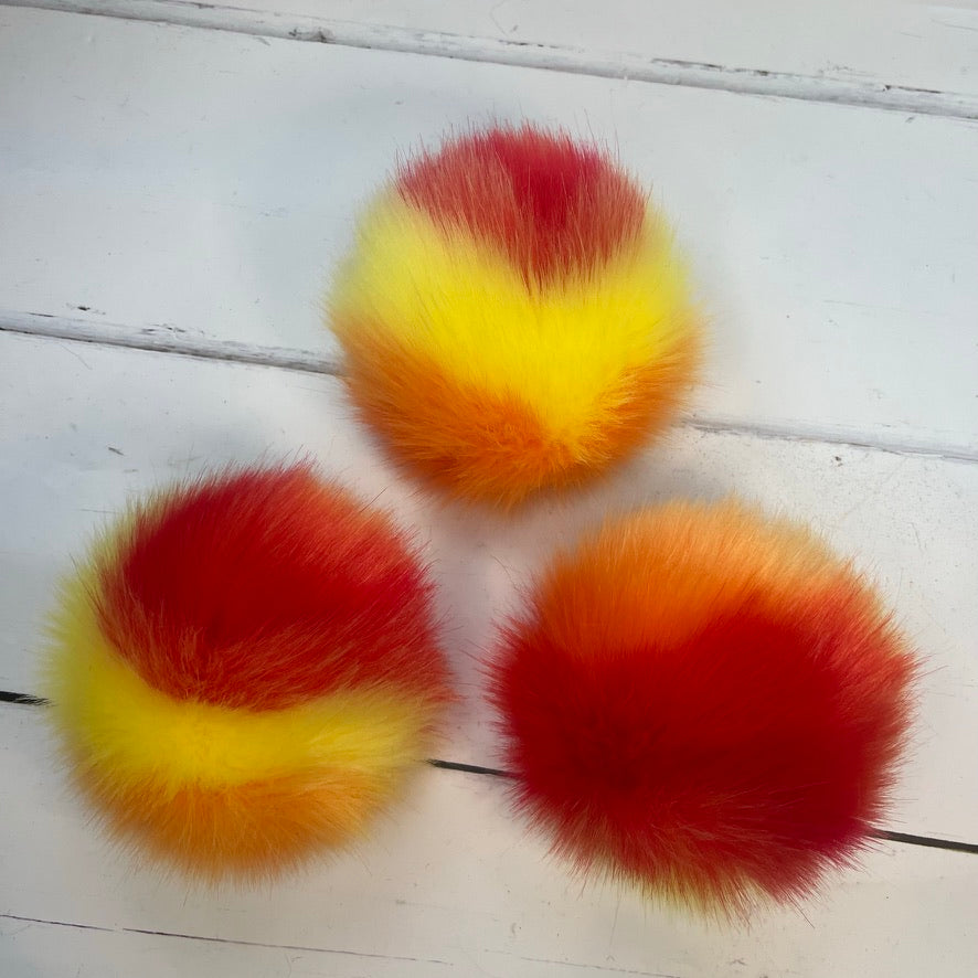Fire handmade faux fur pom pom