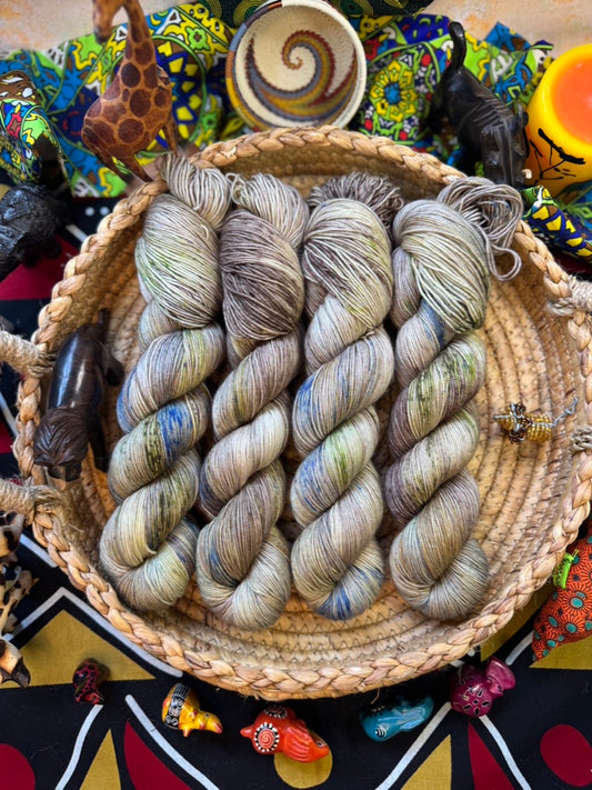 Stampede! In the Gorge! Gold Sparkle Sock - Lion King - Hand Dyed Yarn - NEW