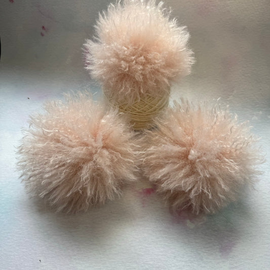 Blush Pink faux alpaca handmade faux fur pom pom