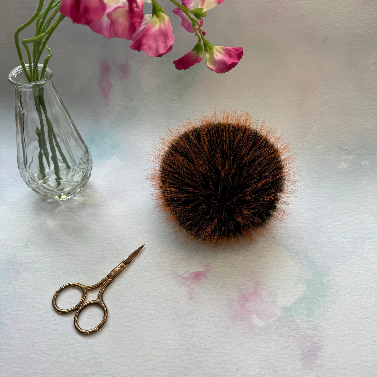 Red Panda handmade faux fur pom pom. Detachable option