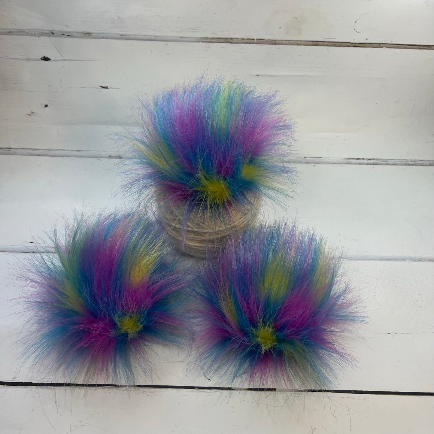 Party Time handmade faux fur pom pom