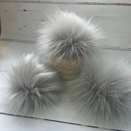 Platinum handmade faux fur pom pom. Detachable option - NEW