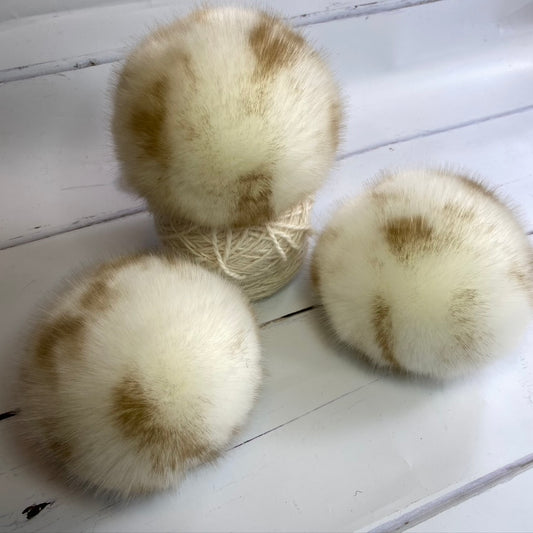 Snow Leopard handmade faux fur pom pom