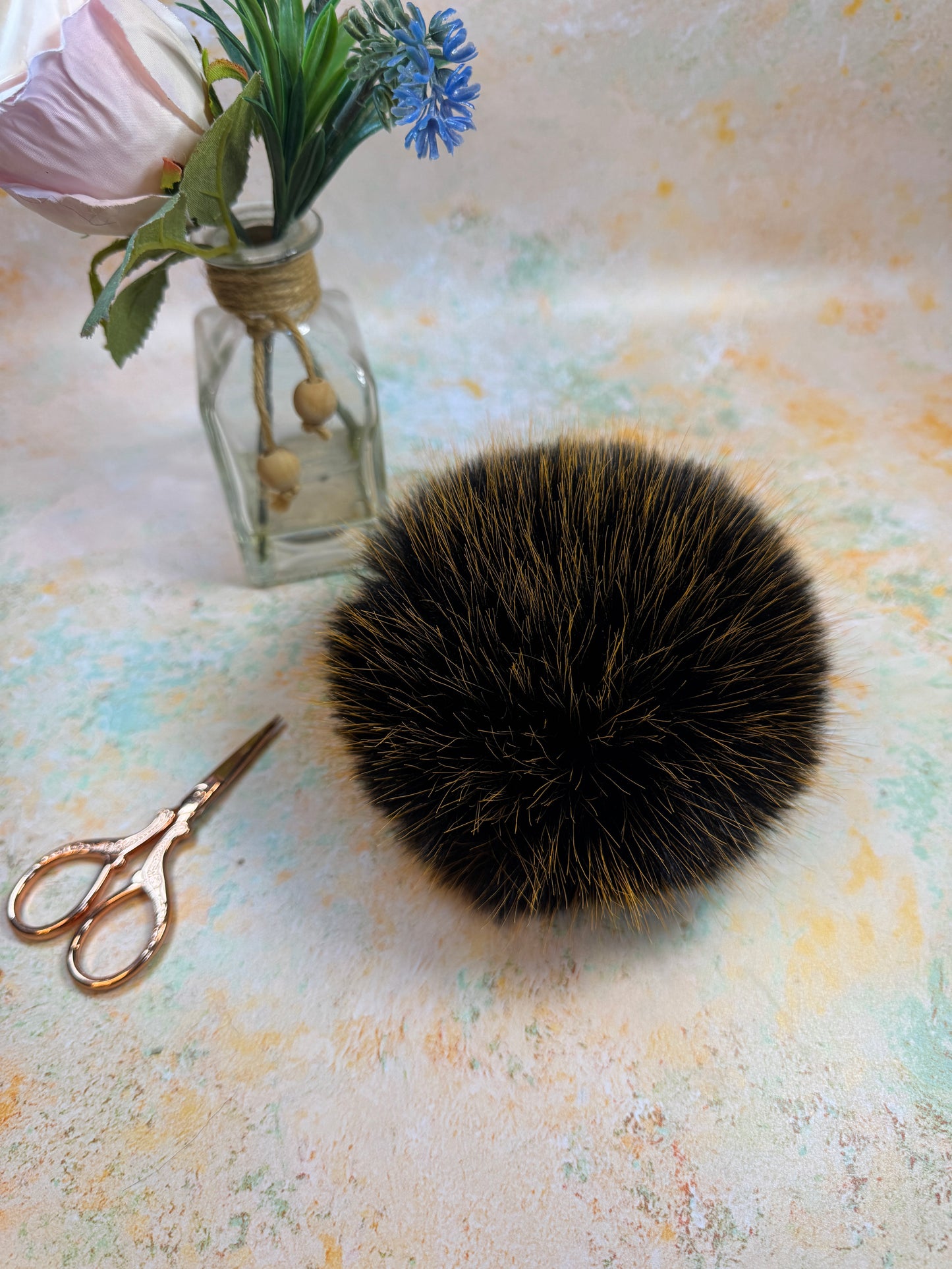 Peaches handmade faux fur pom pom - NEW