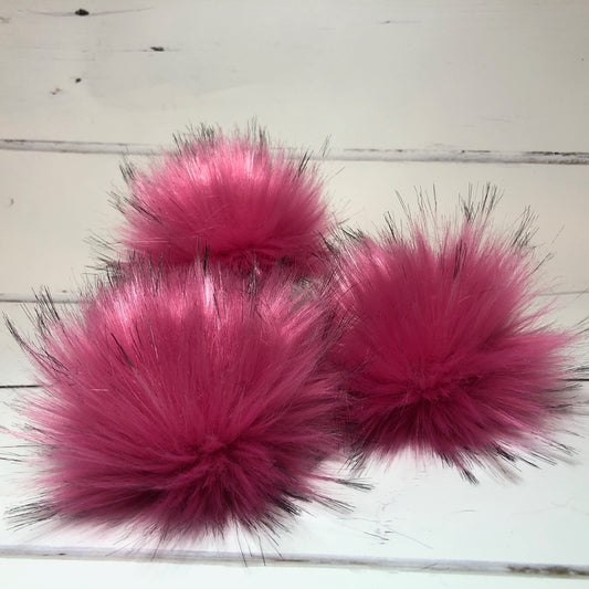 Hot Pink handmade faux fur pom pom
