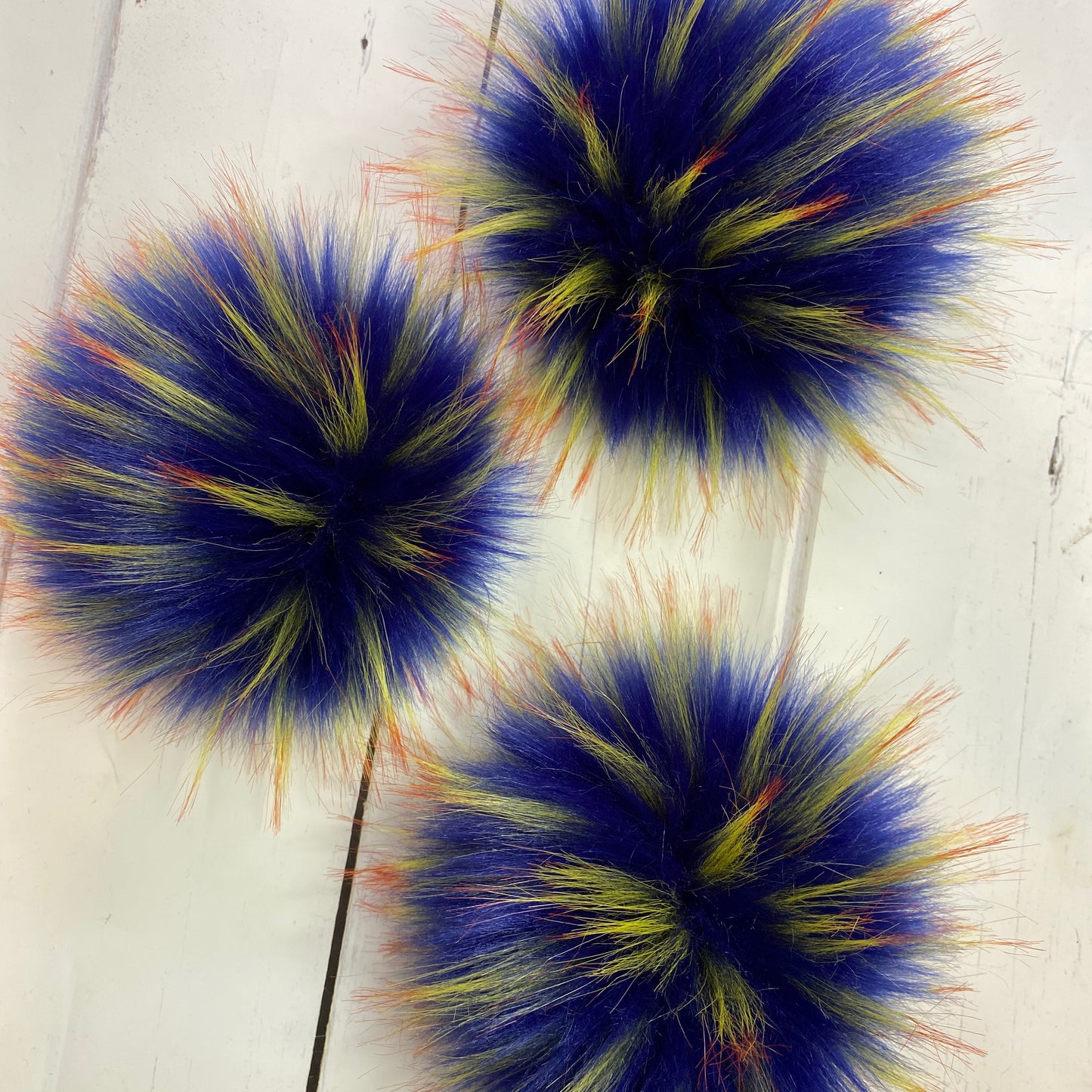 Deep Blue Sea handmade faux fur pom pom. Detachable option