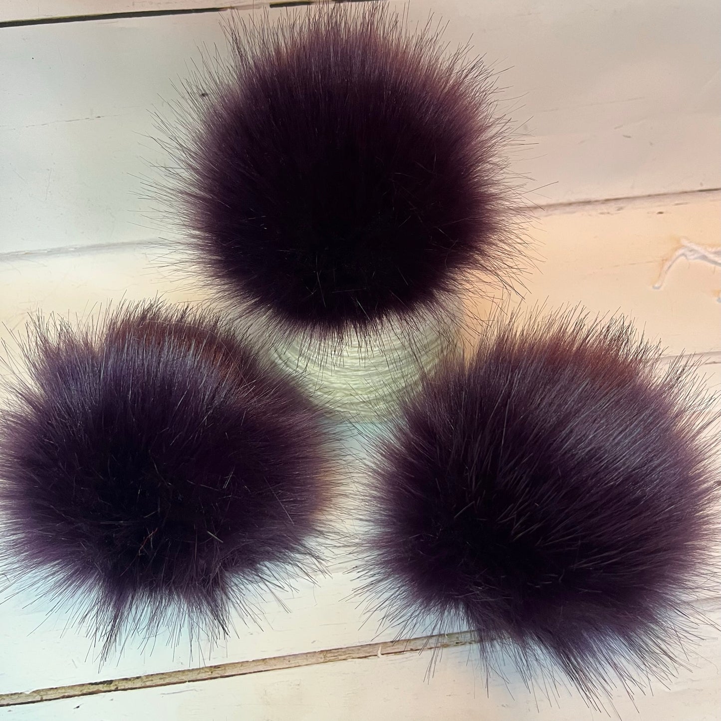 Regal faux fur pom pom. Detachable option. Handmade