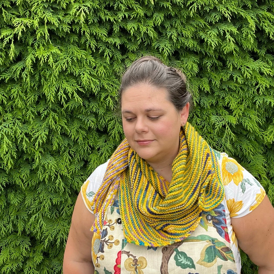 Encanto Shawl - DK knitted boomerang shawl pattern - beginner