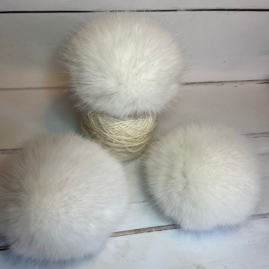 Snow White handmade faux fur pom pom. Detachable option