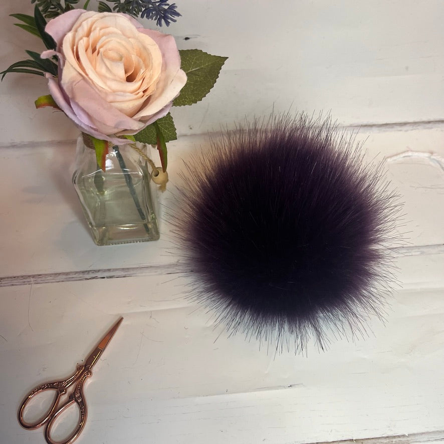 Regal faux fur pom pom. Detachable option. Handmade