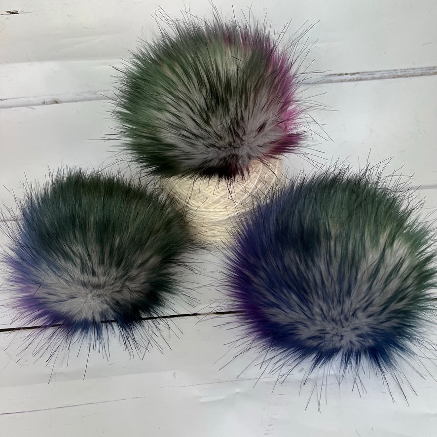 Aurora coloured faux fur pom pom