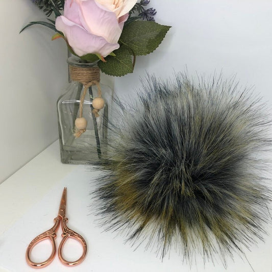 Grey Sunshine faux fur pom pom