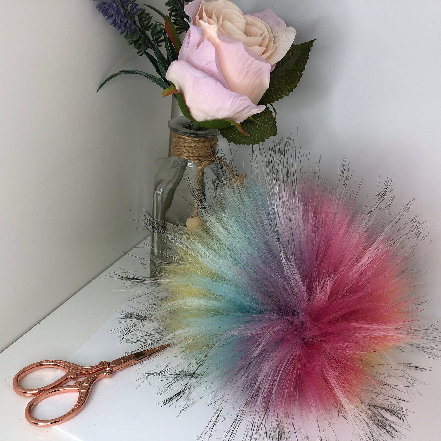 Candy Rainbow handmade faux fur pom pom