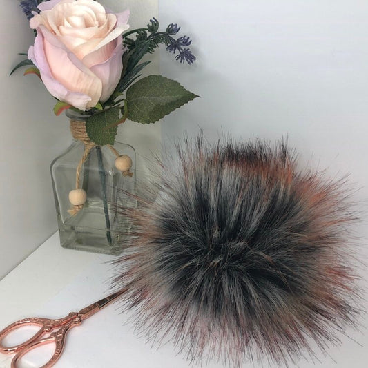 Autumnal Grey - handmade faux fur pom pom