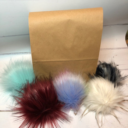 Lucky Dip pack of 5 regular sized Faux Fur Pom Poms