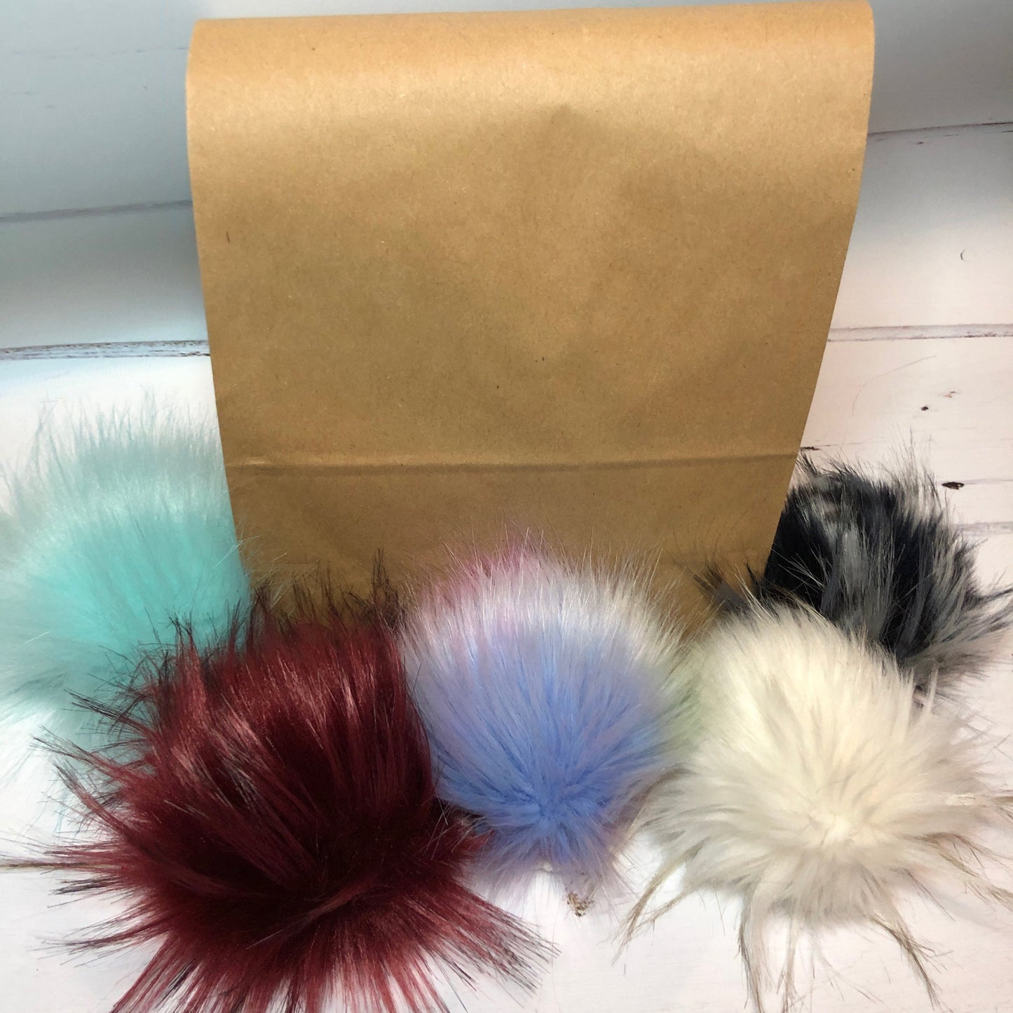 Lucky Dip pack of 5 regular sized Faux Fur Pom Poms