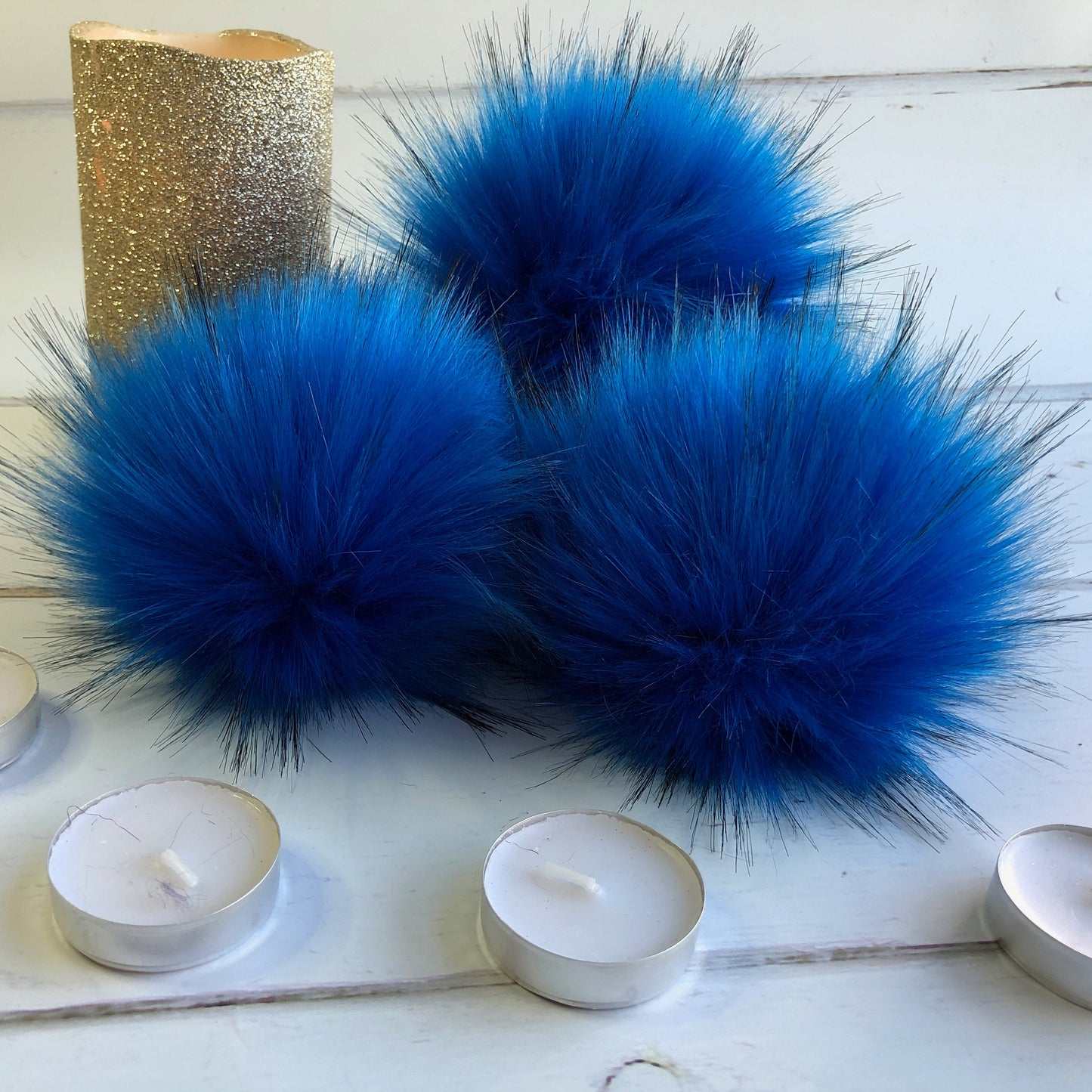 Bluebird handmade faux fur pom pom