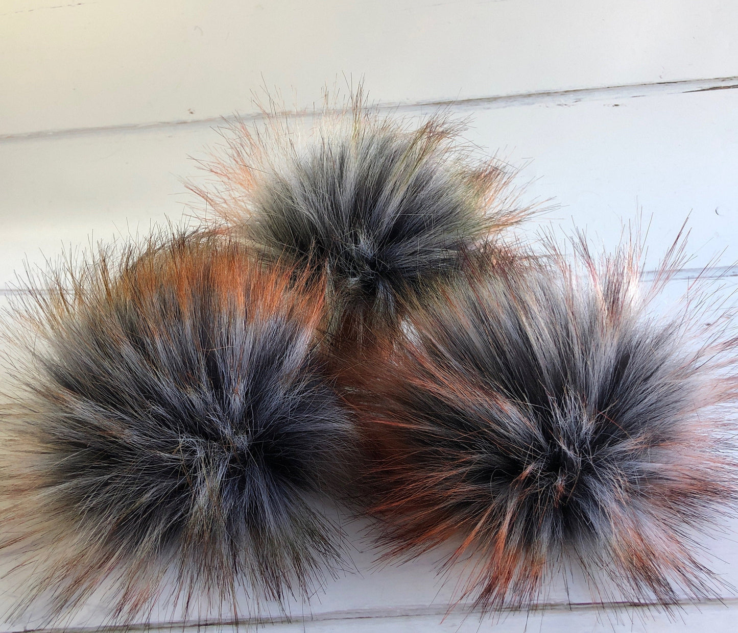 Autumnal Grey - handmade faux fur pom pom