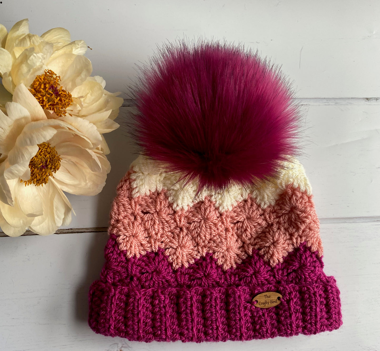 Peony crochet Hat Pattern - Intermediate