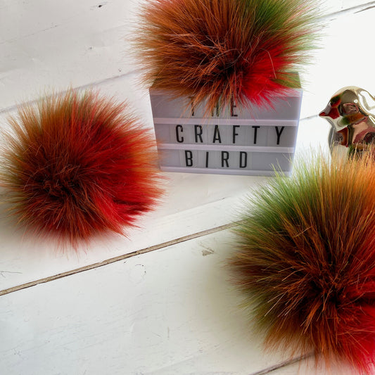 Toffee Apple handmade faux fur pom pom