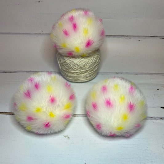 Polka Dot handmade faux fur pom pom