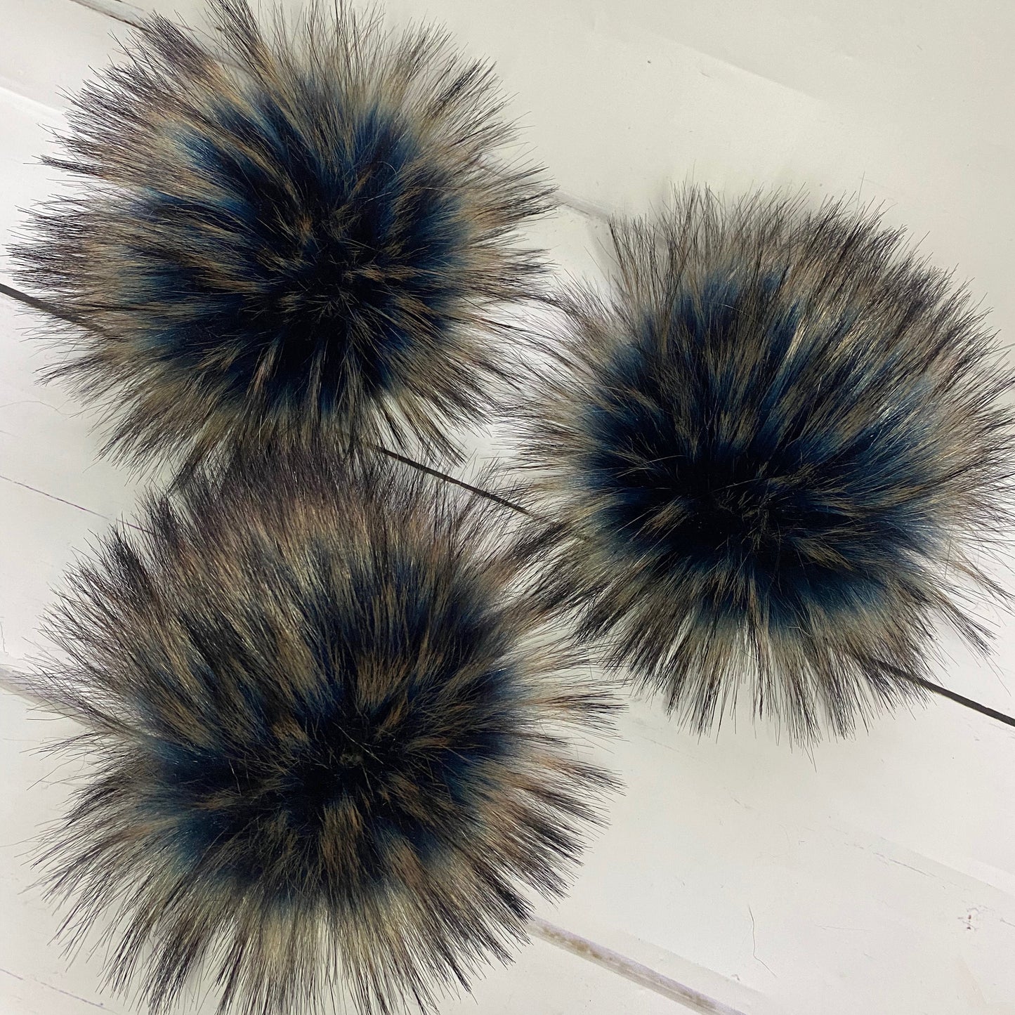 Midnight Fizz handmade faux fur pom pom. Detachable option. Handmade