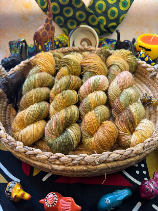 Everything the Light Touches- Gold Sparkle Sock - Lion King - Hand Dyed Yarn - NEW