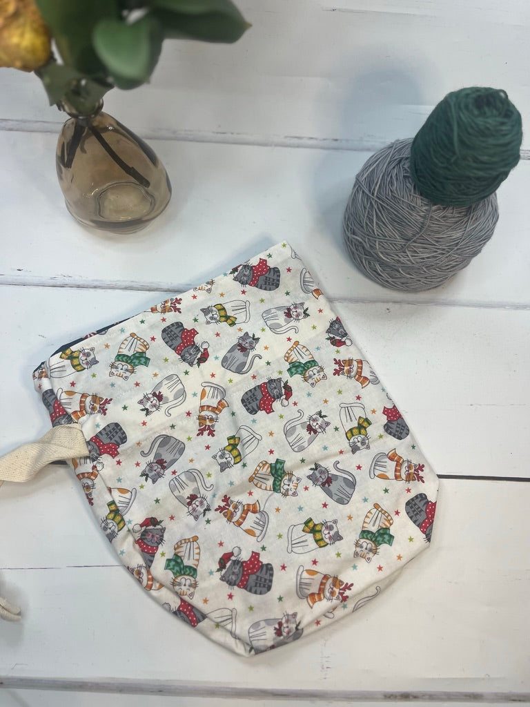 Christmas Cats Sock Project Bag