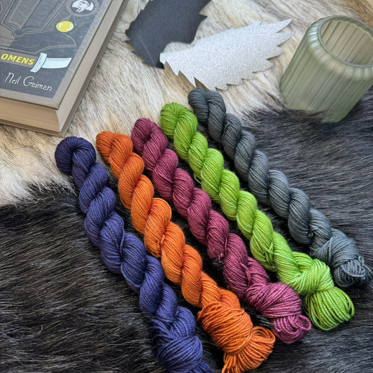 Good Omens Tonals Mini Skeins x5 - Good Omens Collection - Hand Dyed Yarn - Dyed to Order (6 weeks) - NEW