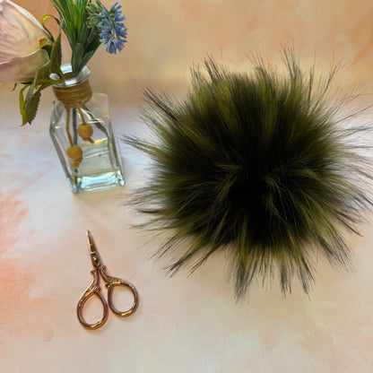 Avocado faux fur pom pom. Detachable option. Handmade - NEW