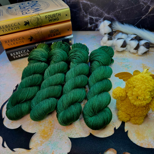 Green Clubtail Cosy 4 Ply - Fourth Wing - Hand Dyed Yarn - NEW
