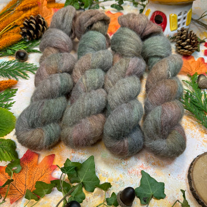 Faded Woodland - Yak Silk Fluff - Season of Magic Collection - Hand Dyed Yarn - Ready to Ship