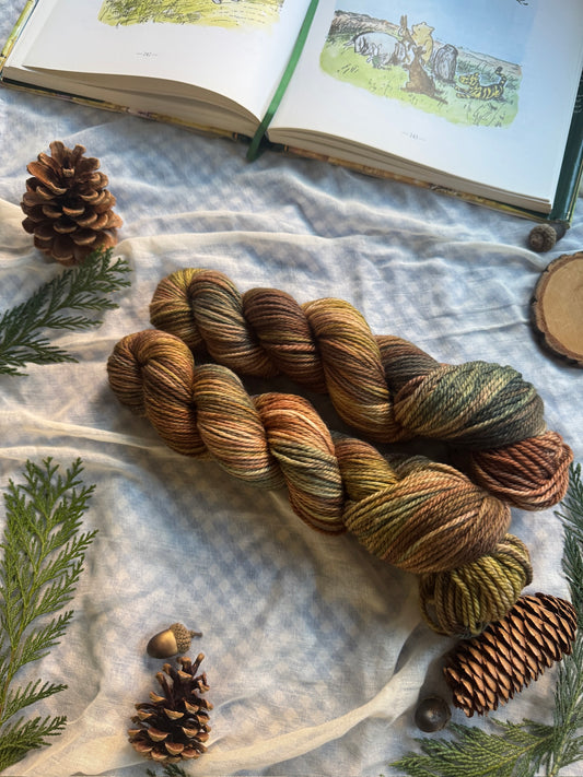 Fir Cones - Aran - Winnie the Pooh - hand dyed yarn - Ready to ship - NEW