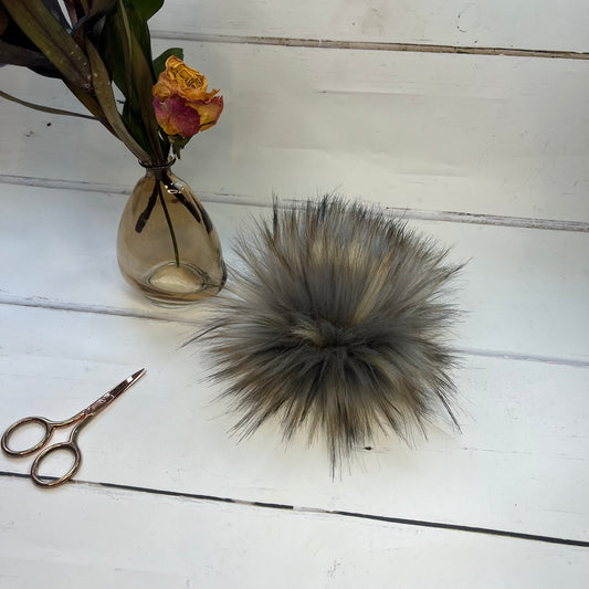 Koala coloured faux fur pom pom. Detachable option. Handmade