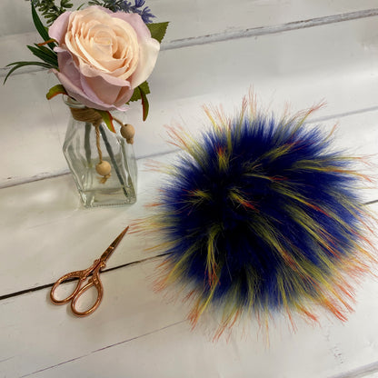 Deep Blue Sea handmade faux fur pom pom. Detachable option