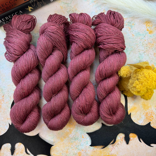 Red Swordtail Gold Sparkle Sock - Fourth Wing - Hand Dyed Yarn - NEW