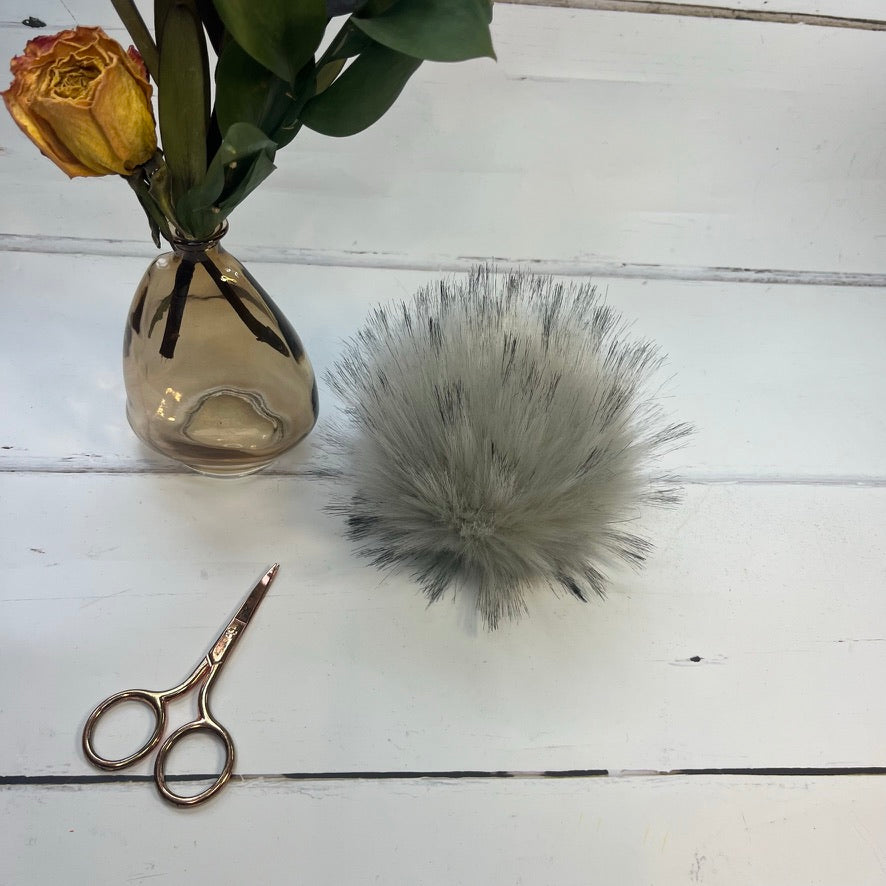 Stone handmade faux fur pom pom. Detachable option - NEW