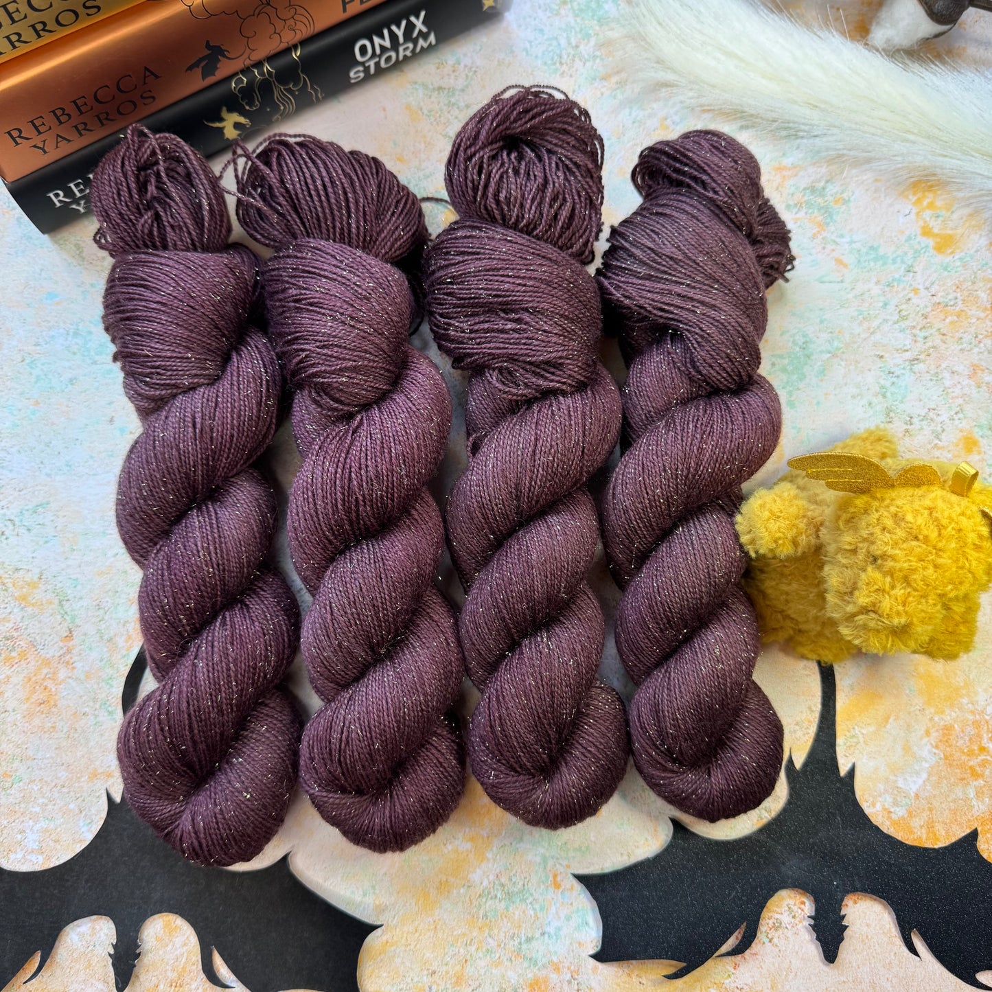 Brown Scorpiontail Gold Sparkle Sock - Fourth Wing - Hand Dyed Yarn - NEW