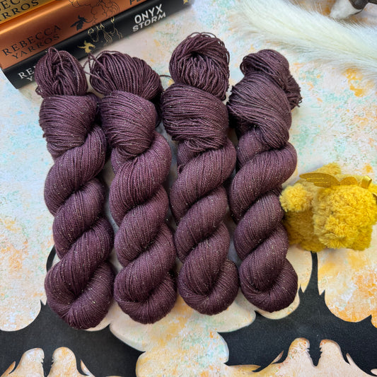 Brown Scorpiontail Gold Sparkle Sock - Fourth Wing - Hand Dyed Yarn - NEW