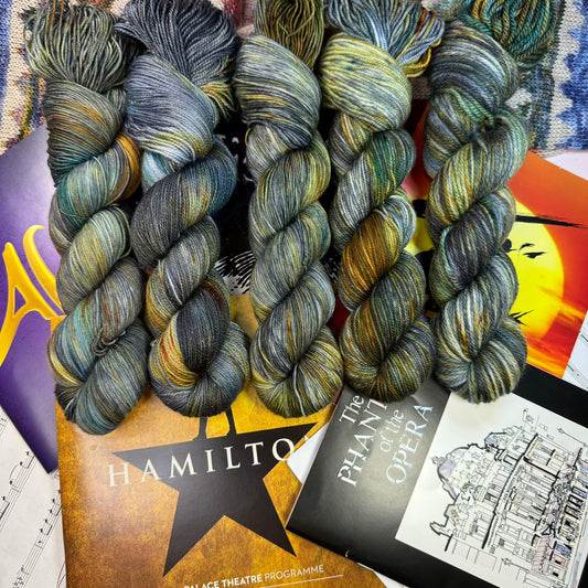 Phantom of the Opera - Gold Sparkle Sock -  Musicals Collection - Hand Dyed Yarn